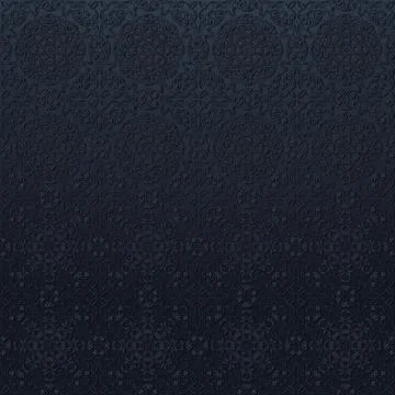 Dark, embossed damask pattern, gradient background, design texture Stock Illustration