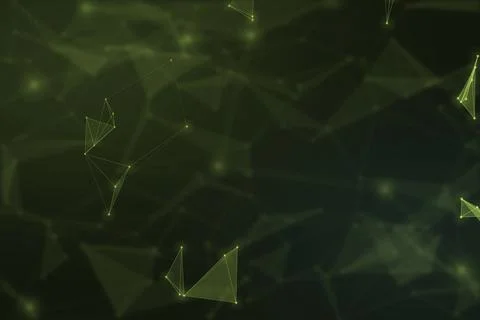 A dark emerald digital composition of glowing nodes, connected lines, and t.. Stock Illustration