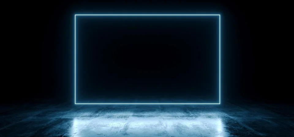 Dark Empty Black Rectangle Frame Neon Glowing Laser Fluorescent Virtual Reali 스톡 일러스트