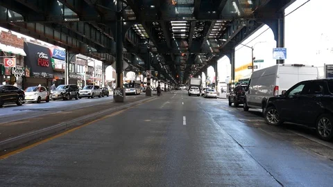 Dark Empty Brighton Beach Subway Station Line Coronavirus Lockdown Stock Footage 129580426