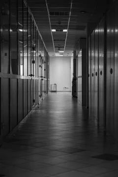 Dark empty hallway of building Stock Photos
