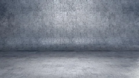 Dark empty metal interior background with floodlight and scratches. 3D rendering Stock Illustration