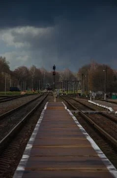 Dark empty railroad Stock Photos