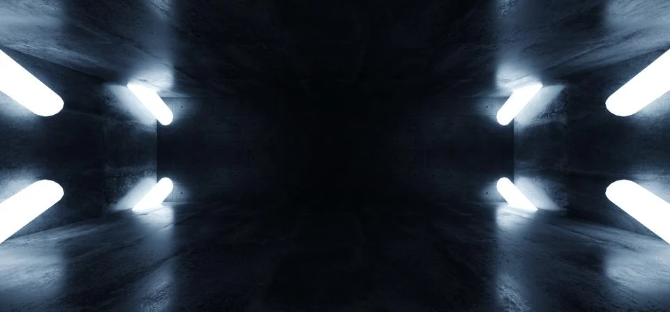 Dark Empty Sci Fi Futuristic Concrete Grunge Room Arrows Pointers Cylinder Tu イラスト素材