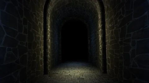 Dark empty tunnel with candle light animation . Stock Footage 255316333