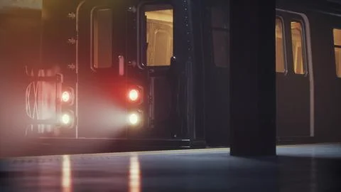 Dark empty underground metro station Stock Illustration