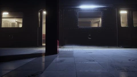 Dark empty underground metro station Stock Illustration