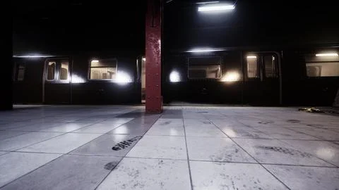 Dark empty underground metro station Stock Illustration