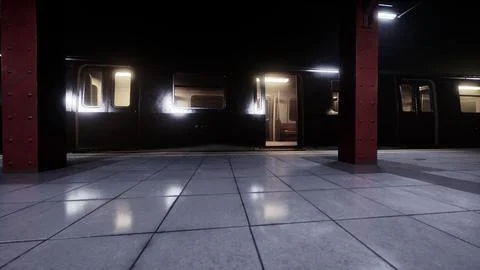 Dark empty underground metro station Stock Illustration