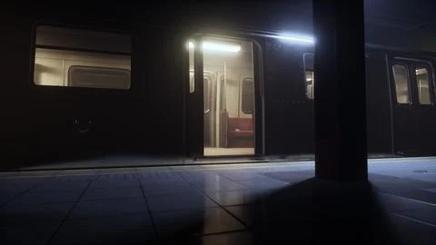Dark empty underground metro station Stock Illustration