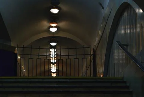 Dark empty underground passage tunnel Stock Photos