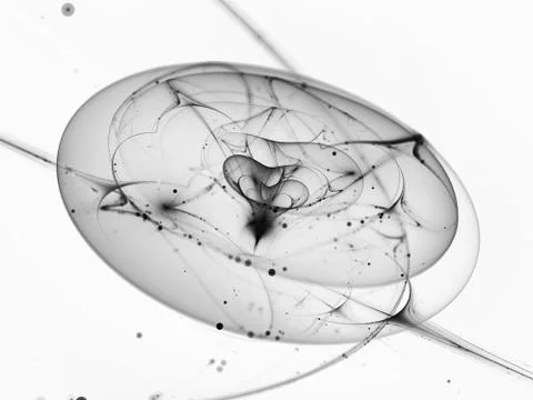 Dark energy with matter in deep space black and white inverted Stock Illustration