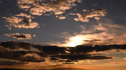 Dark Epic Clouds in Sunset Stock Footage 108004258