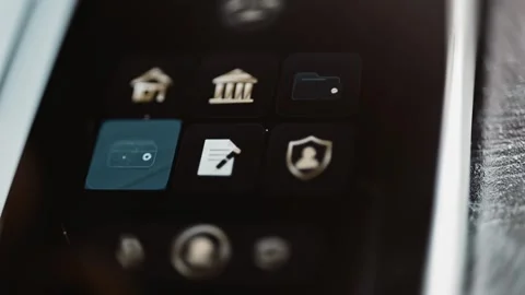 Dark estate menu presents six planning tools Stock Footage 346605512