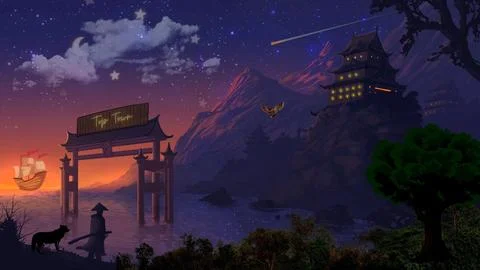 Dark Evening back ground town image Stock Illustration