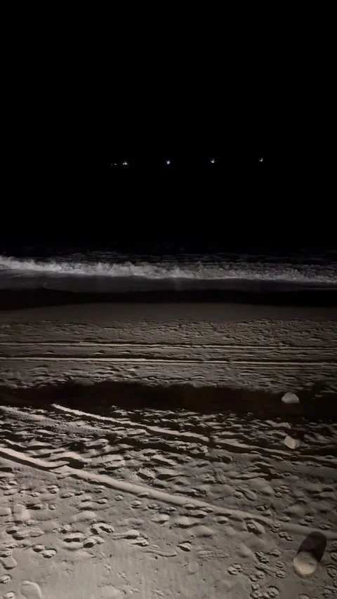 Dark evening beach scene with ocean waves in California 스톡 동영상 320312677