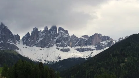 Dark, evil looking and cinematic mountain range in the Dolomites, Italy. Stock Footage 156952655