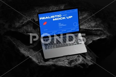 Dark Fabric Laptop Mockup Scene PSD 템플릿