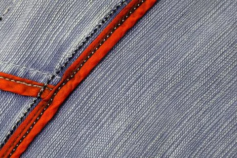 Dark Fabric Texture with Visible Stitching Seam Macro Textile Background Stock Photos