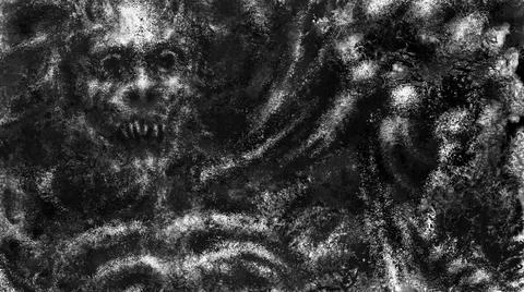 Dark face of corpse the screaming. Black and white illustration in horror fan Stock Illustration