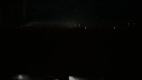 Dark factory in night light raining technology construction city industrial Stock Footage 96123606