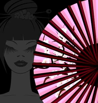 Dark, fan and face Stock Illustration