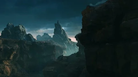 Dark fantasy world of rocks 스톡 동영상 169598111