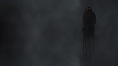 Dark Figure Floating in Driving Mist 4K Loop Stock Footage 133207815