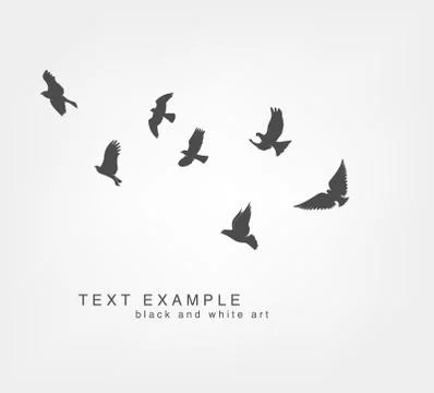 Dark figures flying birds Stock Illustration
