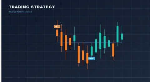 Dark Financial Chart with Orange and Teal Market Fluctuation Stock-Illustration