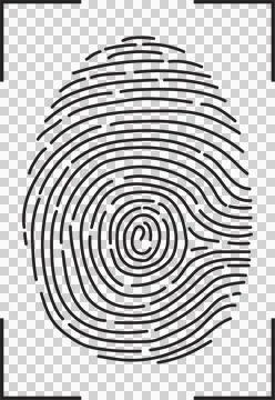 Dark fingerprint scan for security. Identity verification, recognition, cri.. Stock Illustration
