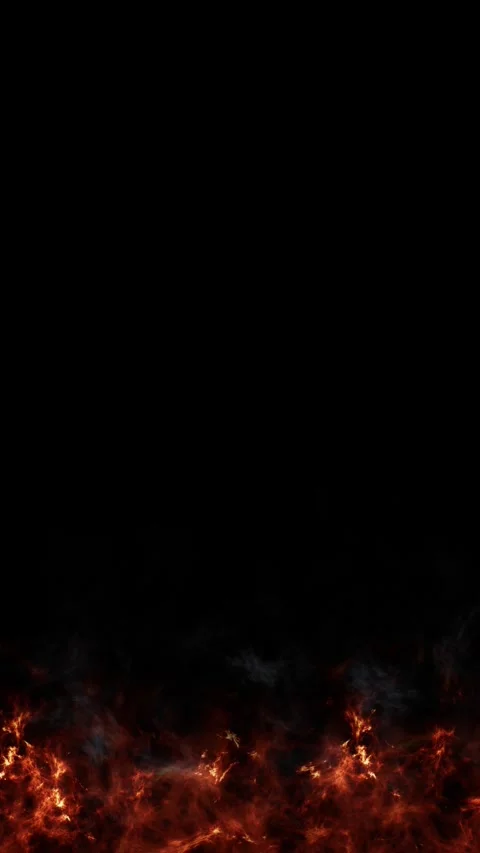 Dark fire animation background. Glowing orange flames burn at the bottom Stock Footage 344968632