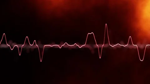 Dark fire cloud smokes with heart beat graphs animation Video stock 341435176