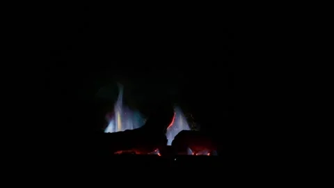 Dark fireplace burning Stock Footage 201576749