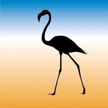 Dark flamingo silhouette Stock Illustration