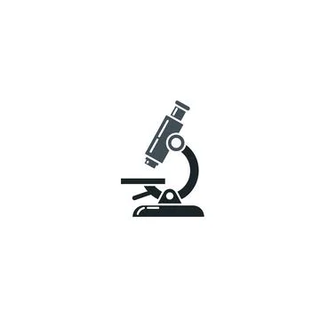 Dark flat microscope vector icon for science and laboratory use Stock Illustration