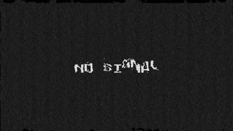 Dark flickering screen with glitched no signal text and static Stock Footage 337983728