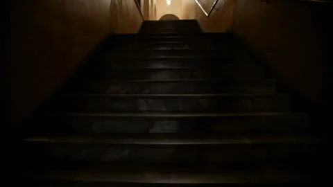 Dark flight of stairs in the building Stock Footage