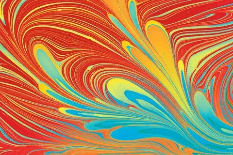 Dark floral Ebru marbling background with contrasting liquid ink swirls and.. Stock Illustration