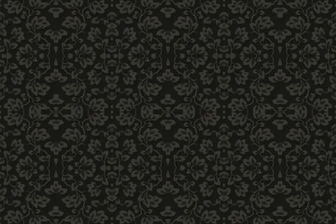 Dark floral pattern featuring small, intricately detailed flowers arranged. Stock Illustration