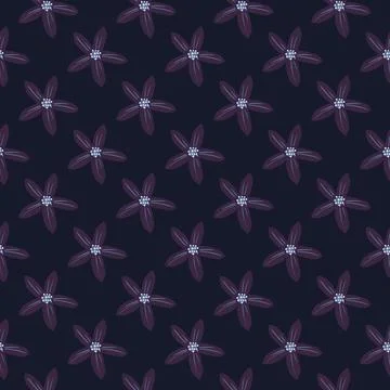 Dark floral seamless doodle pattern with hand drawn flowers mandarin silhouet Stock Illustration