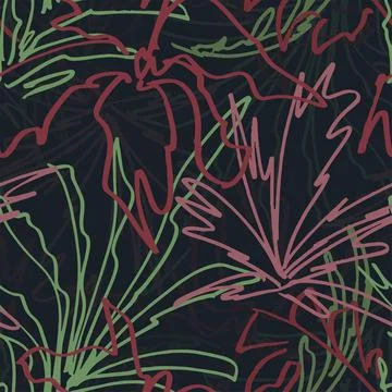 Dark floral tropical pattern. Stock Illustration