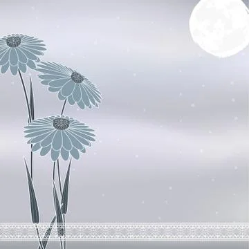 Dark flowers on gray Stock Illustration