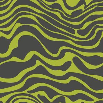 Dark flowing lines on a green background seamless pattern for fashion design. Stock Illustration