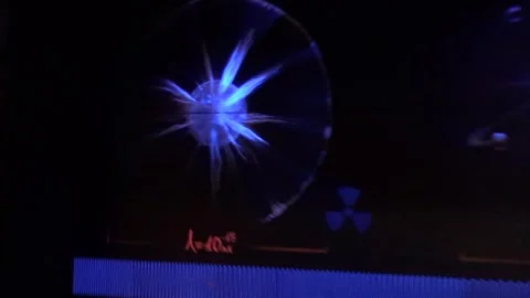 Dark fluorescent light plasma atom virus maths graffiti science museum Stock Footage 327206993