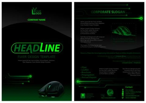 Dark Flyer Template with Computer Mouse Stock Illustration