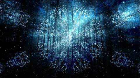 Dark Forest And Falling Snow Stock Footage 99819176
