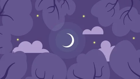 Dark Forest Crescent Moon Sky Loop Background Stock Footage 317878718