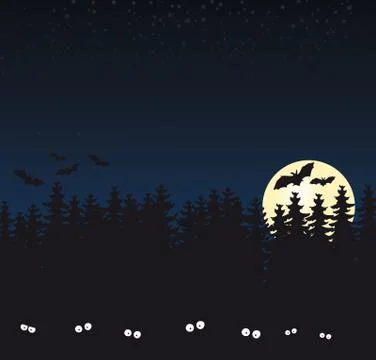 Dark forest full moon Illustrazione stock