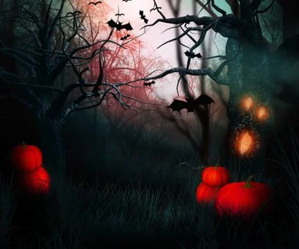 Dark forest halloween backdrop Stock Illustration